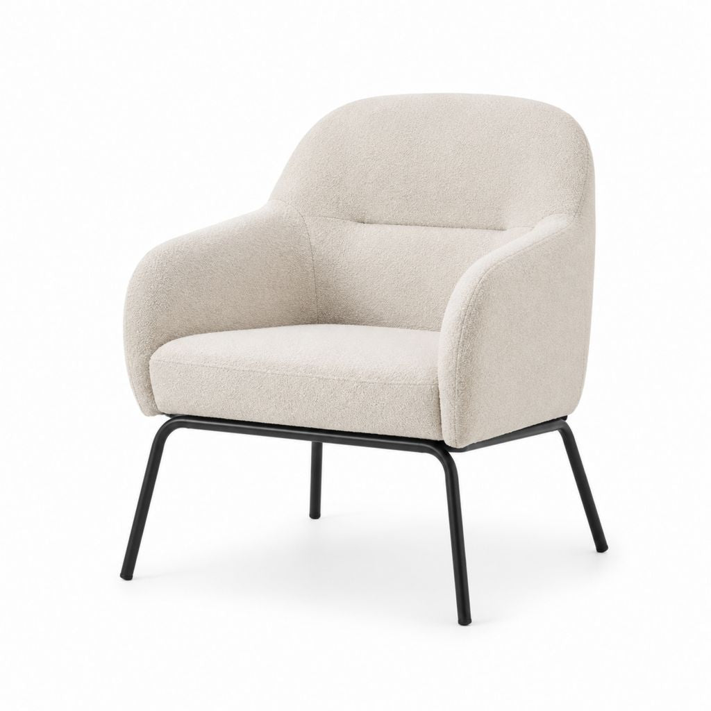 Sessel Beige mit Polyester-Bouclé und Stahlgestell 74 x 76 x 82 cm