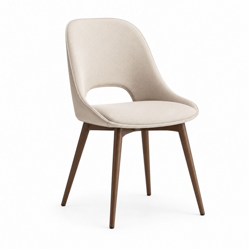 Esszimmerstuhl Beige mit Polyesterbezug und Massivholzgestell 55 x 60 x 82 cm