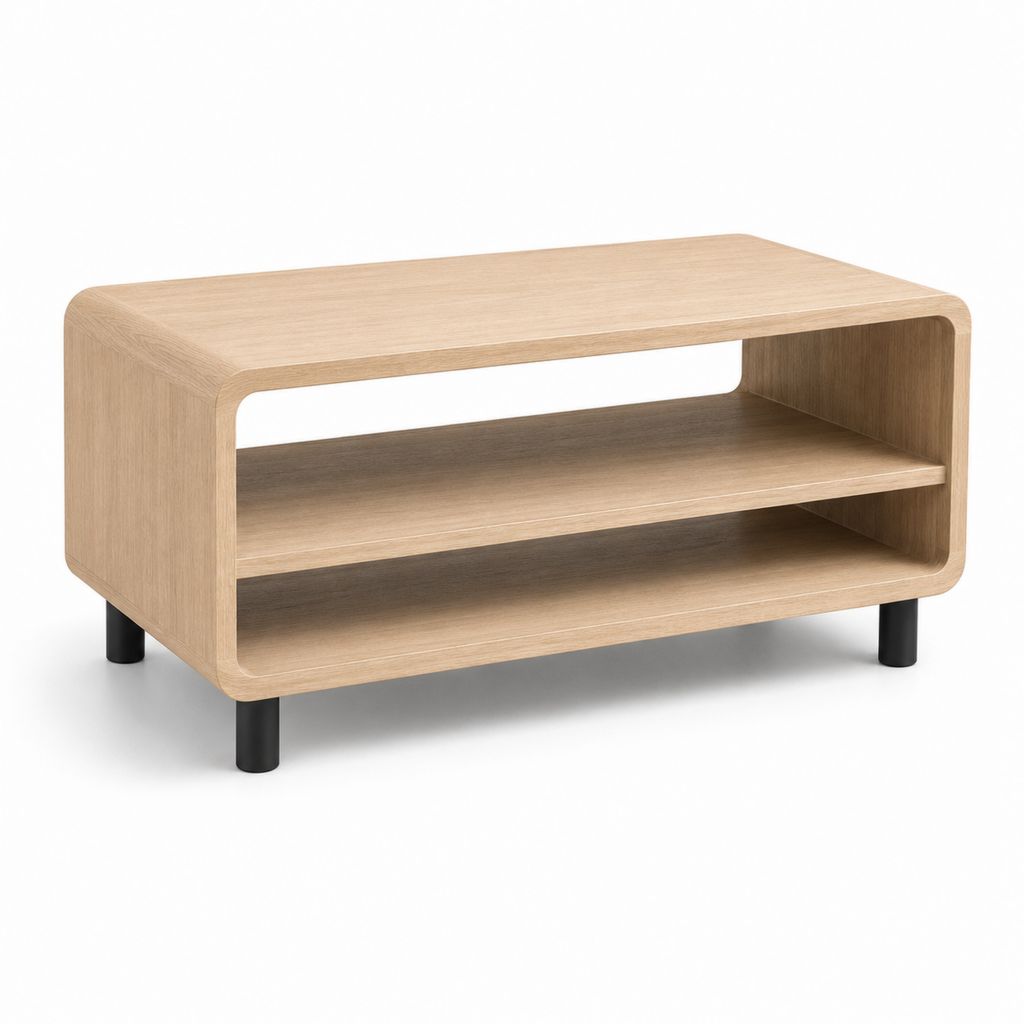 Couchtisch mit Ablage Eiche natur MDF Eichenfurnier rechteckig 100 x 60 x 45 cm