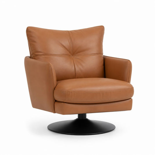 Drehsessel Cognac PU-Kunstleder mit Stahl-Tellerfuß B 88 cm T 90 cm H 88 cm