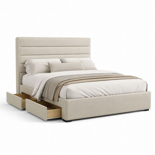 Polsterbett mit 2 Schubladen Beige Polyester Rechteckig 160 x 200 cm