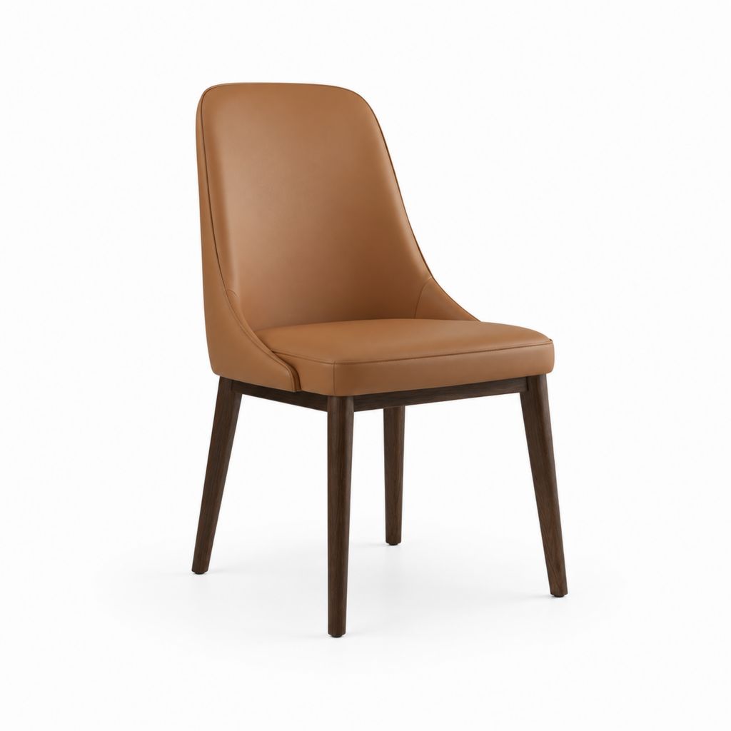 Esszimmerstuhl Braun mit PU-Bezug und Massivholzbeinen 48 x 58 x 92 cm