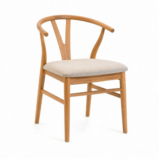 Esszimmerstuhl Natur Eichenholz mit Polyesterbezug 55 x 54 x 76 cm